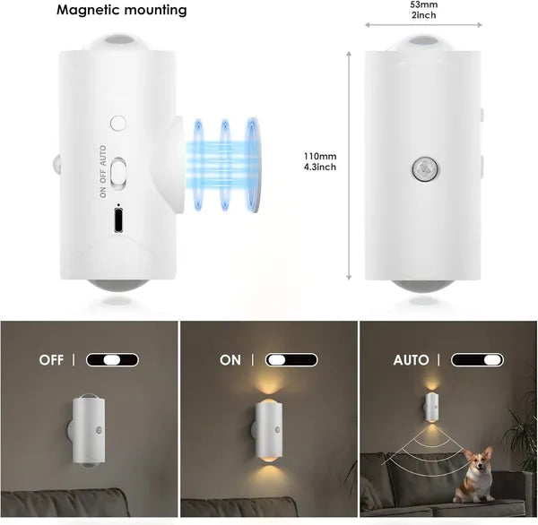 Motion Sensor LED Night Light, Rechargeable & Magnetic, 7 Colors