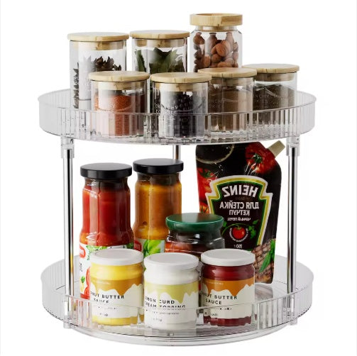 2-Tier Rotating Spice Rack Organizer, Lazy Susan Turntable