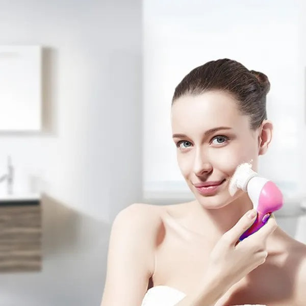 Waterproof Facial Cleansing Brush with 5 Brush Heads