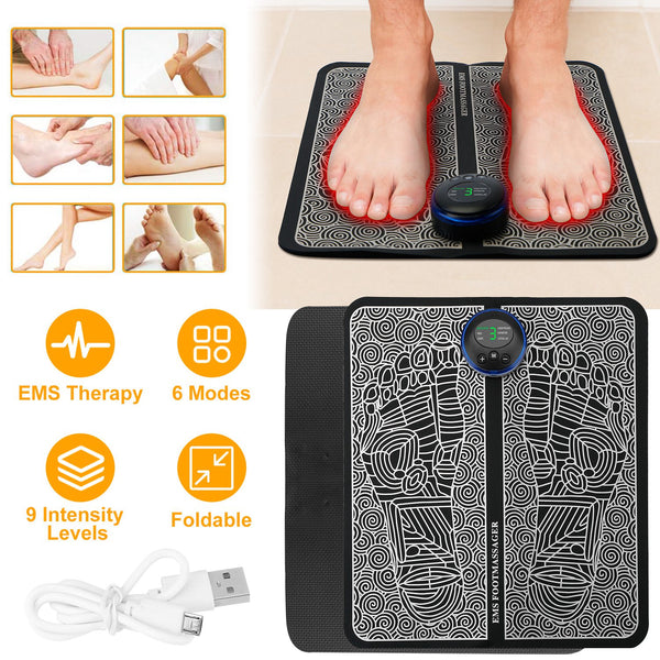 EMS Foot Massage Pad, Portable with 6 Modes & 9 Intensity Levels