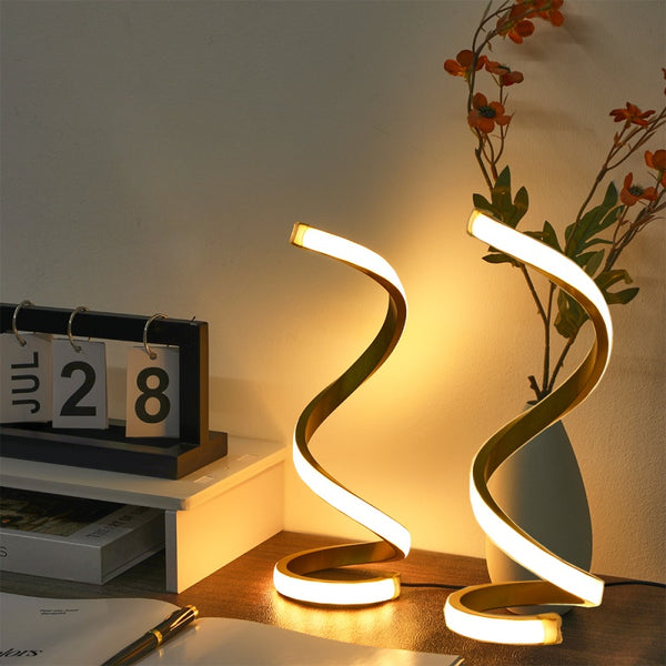 2Pcs Spiral Three-Color Adjustable LED Desk Lamp