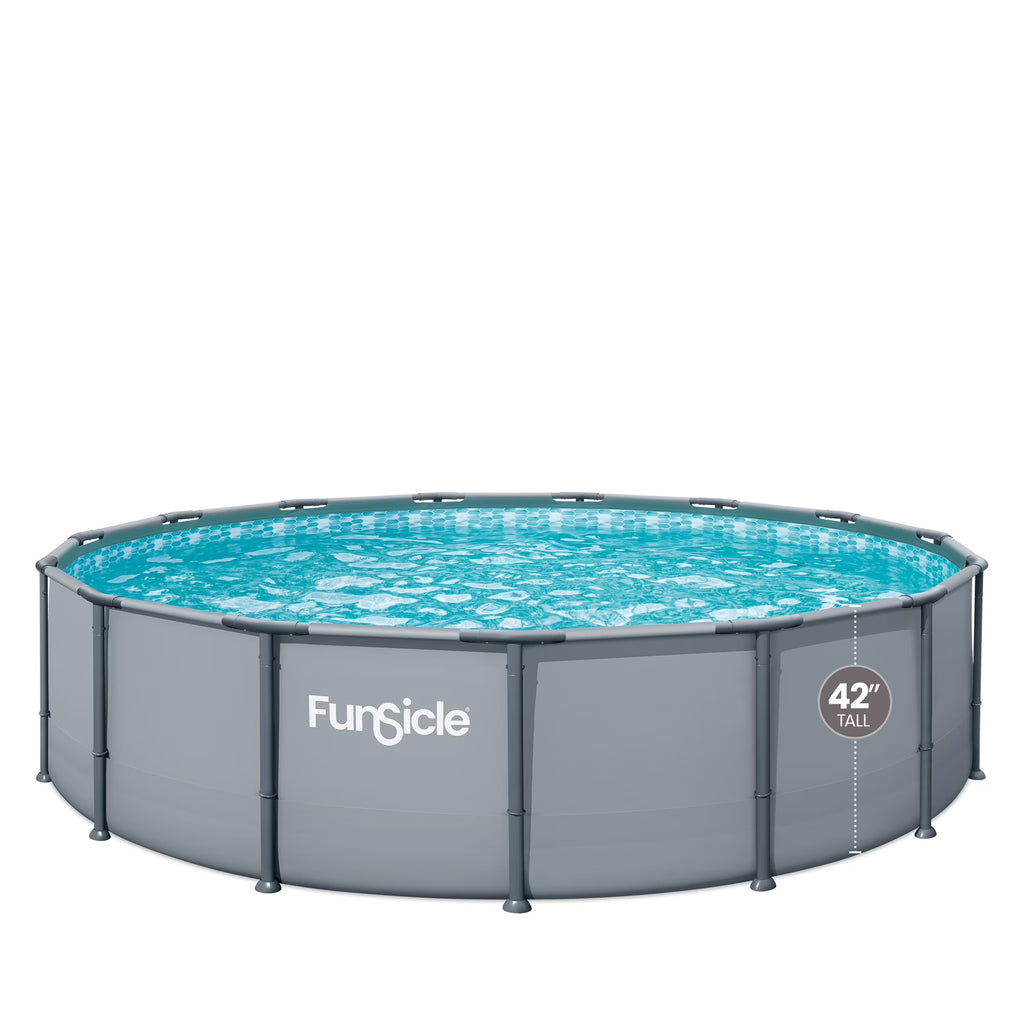 15FT Round Above Ground Swimming Pool with Metal Frame, Filter Pump & Ladder – Family Outdoor Pool