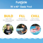 15FT Round Above Ground Swimming Pool with Metal Frame, Filter Pump & Ladder – Family Outdoor Pool