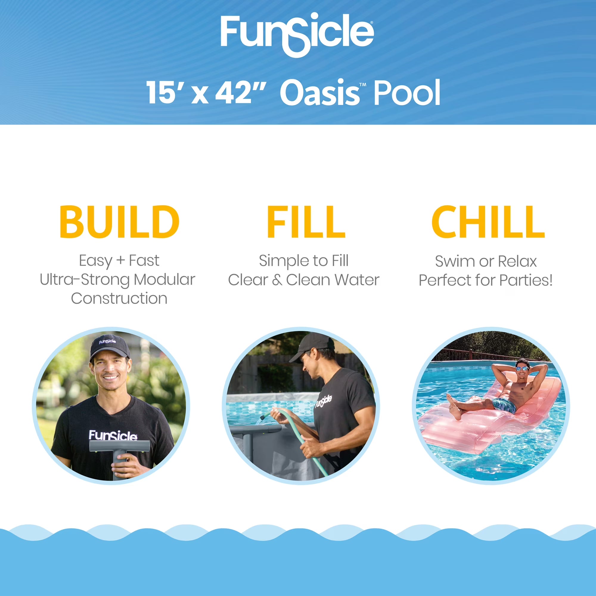 15FT Round Above Ground Swimming Pool with Metal Frame, Filter Pump & Ladder – Family Outdoor Pool
