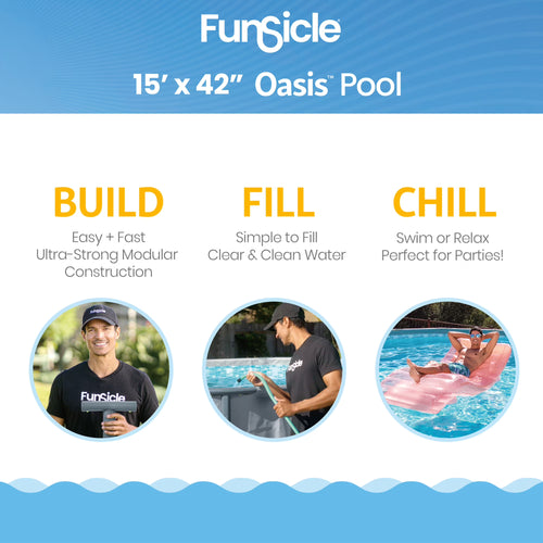 15FT Round Above Ground Swimming Pool with Metal Frame, Filter Pump & Ladder – Family Outdoor Pool