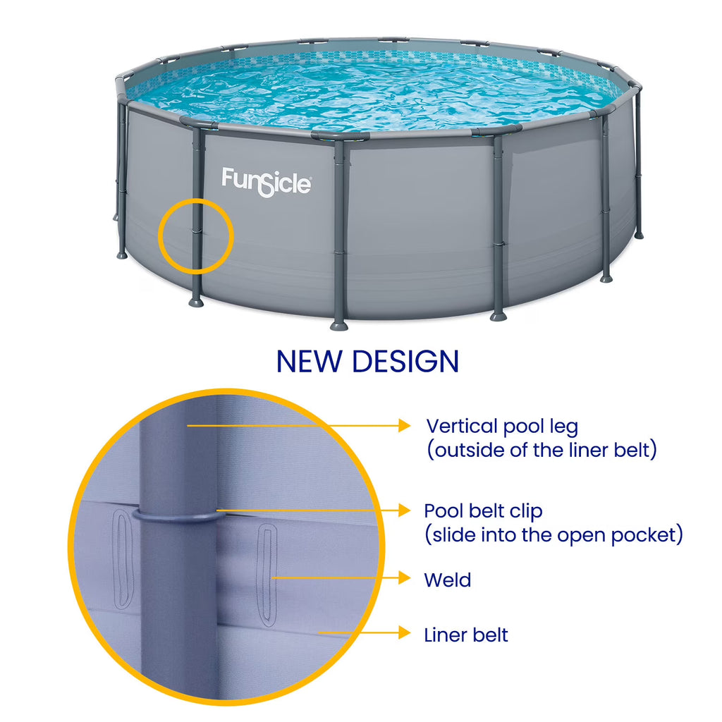 15FT Round Above Ground Swimming Pool with Metal Frame, Filter Pump & Ladder – Family Outdoor Pool
